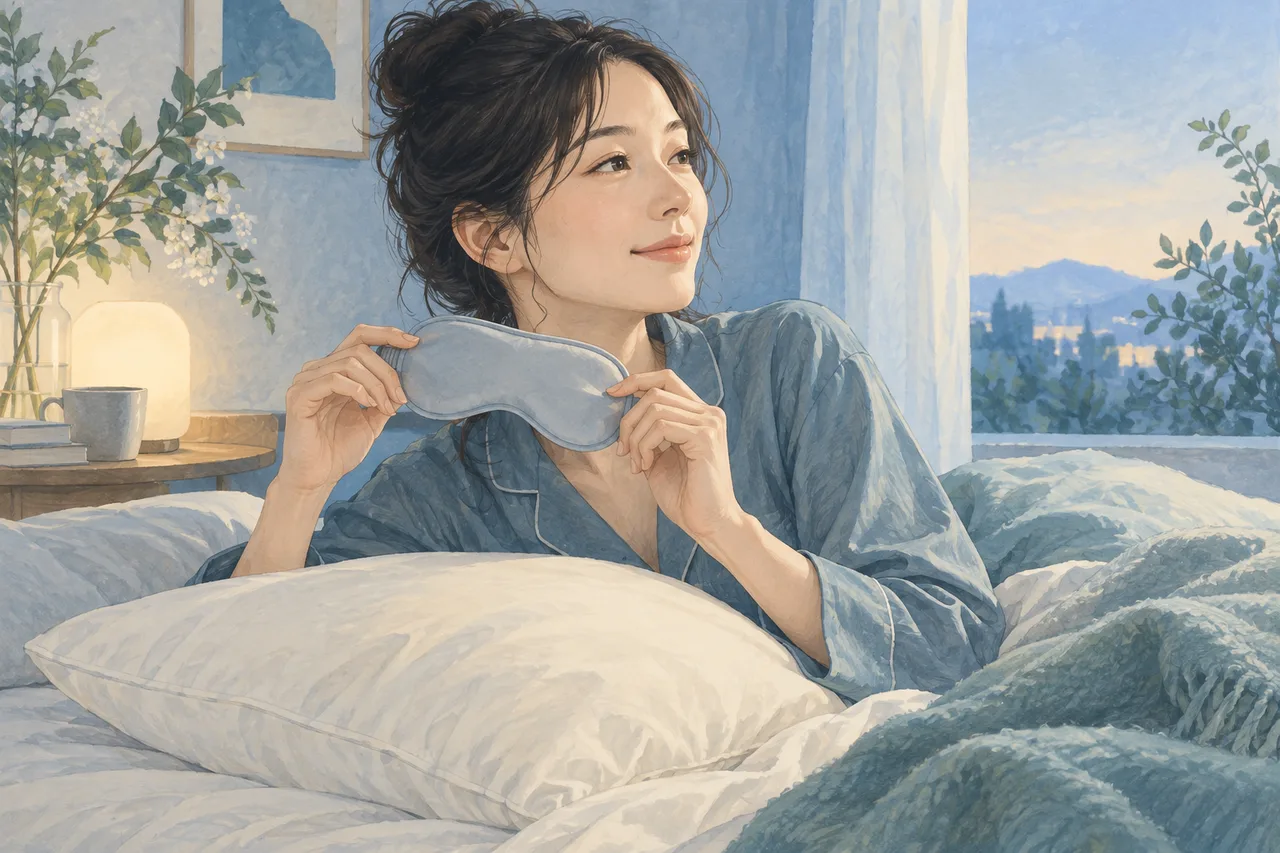 薄い睡眠用アイマスクと枕