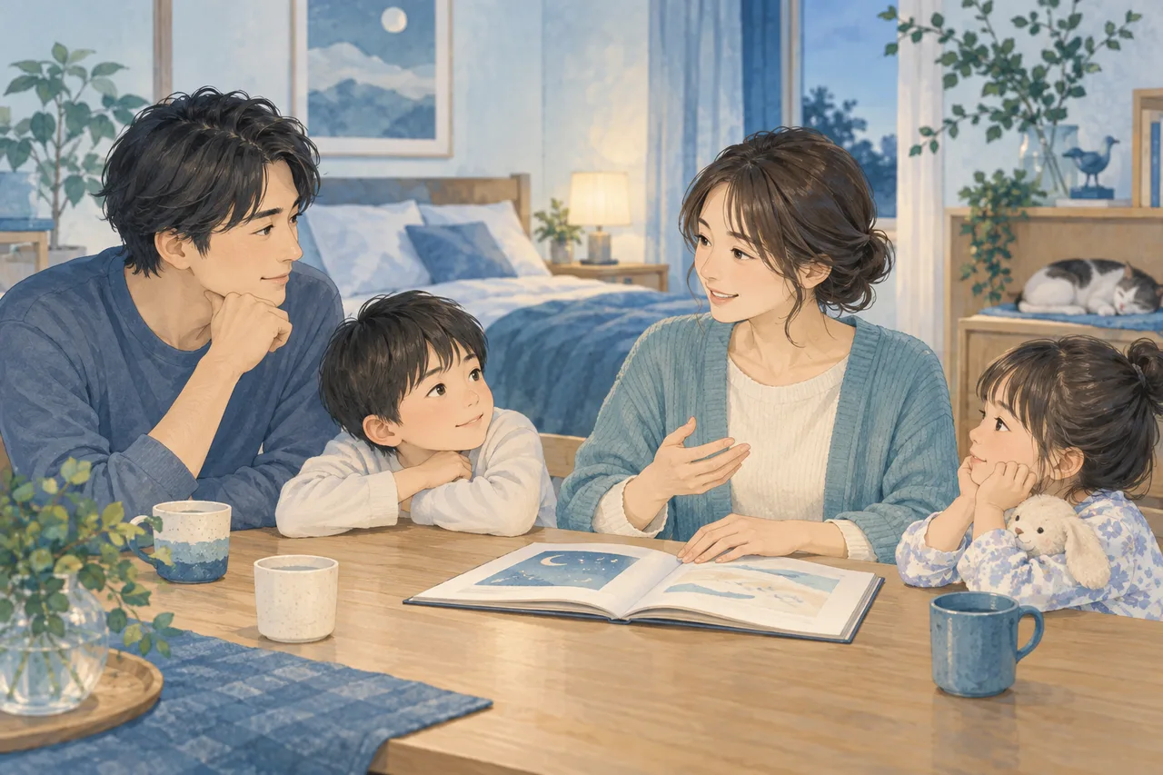 家族が穏やかに睡眠の様子を相談