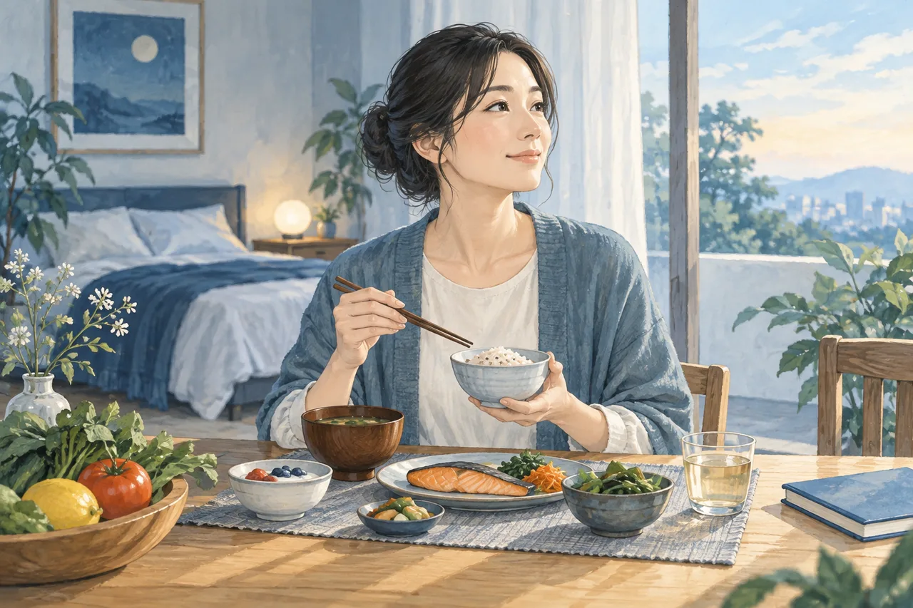 睡眠と日常の食事を見直す成人の食卓